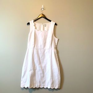 Jcrew white scallop trim dress